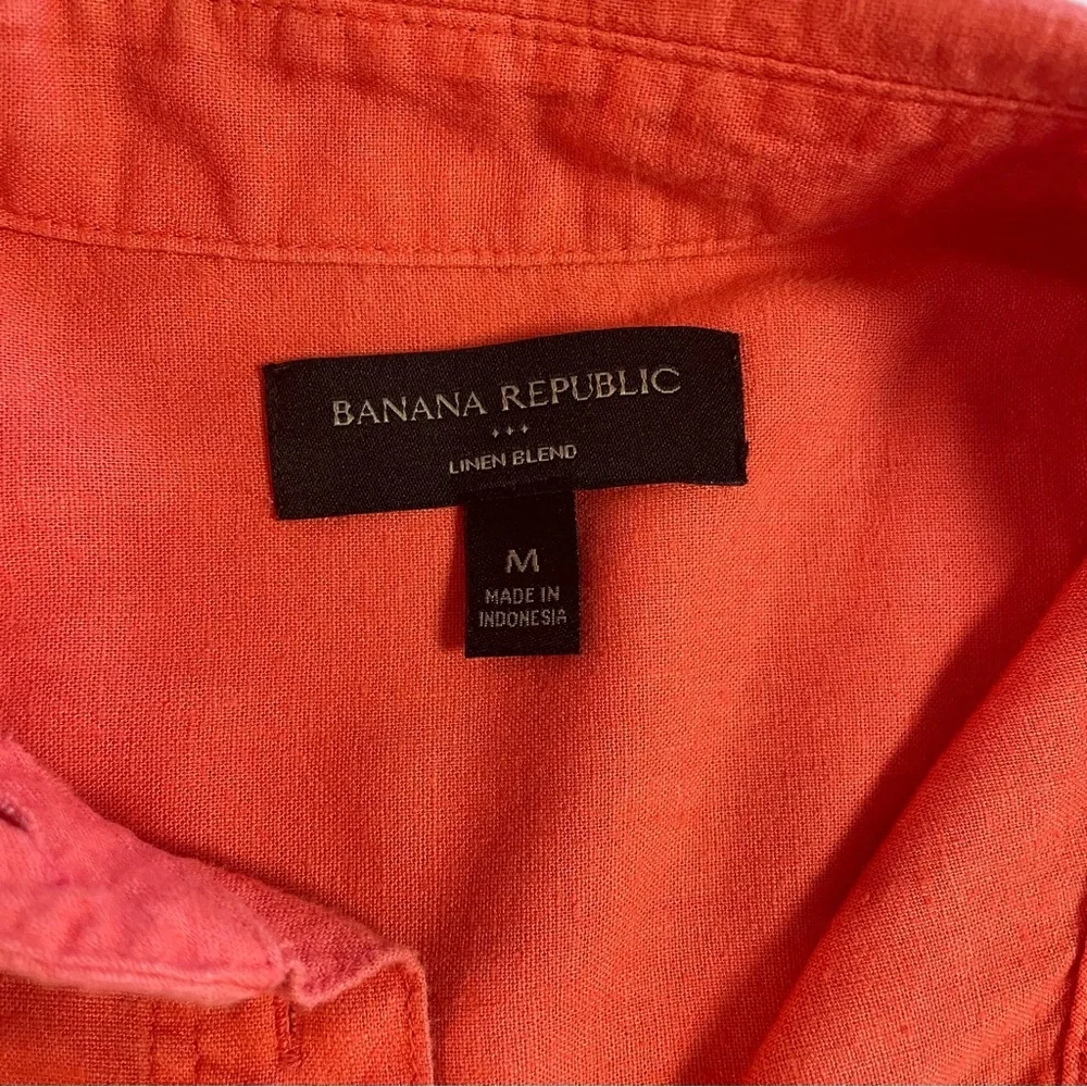 Banana Republic Women's Linen Blend Shirt Deep Coral Size Medium - Picture 9 of 11